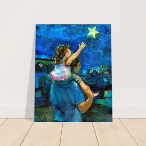 Vater und Tochter "Reach for the Stars" Poster, Sternennacht, Geschenk für Vater, Geschenk für Tochter