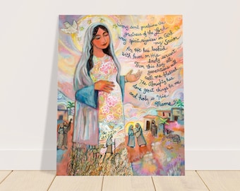 Canticle of Mary Catholic Biblical Poster, Blessed Mother, Magnificat, Virgin Mary, Gospel of Luke