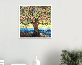 Our Father, Lord's Prayer, Tree of Life colorful foam-core mounted poster