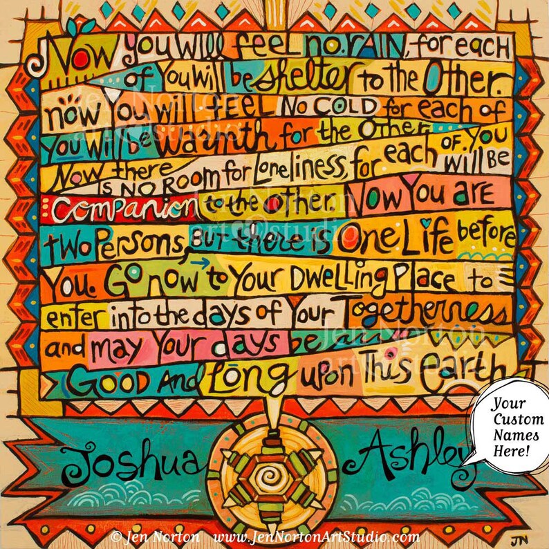 Navajo Customized Wedding Blessing Personalized Names Etsy