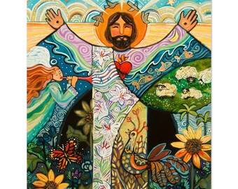 All Creation Sings His Praise Art Poster, Risen Christ, Jesus Poster