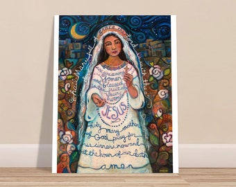 Hail Mary Poster, Catholic home decor, Rosary art, Religious gift