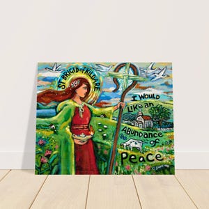Poster Saint Brigid of Kildare, katholieke heilige, Ierse heilige, overvloed aan vrede