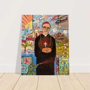 Saint Oscar Romero, affiche de dévotion, martyr catholique, archevêque d'El Salvador