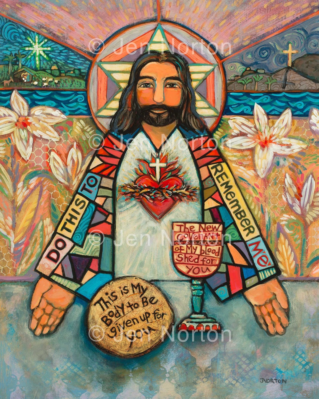 Sacred Heart of Jesus Art Print, Body and Blood of Christ, Sacrament of ...