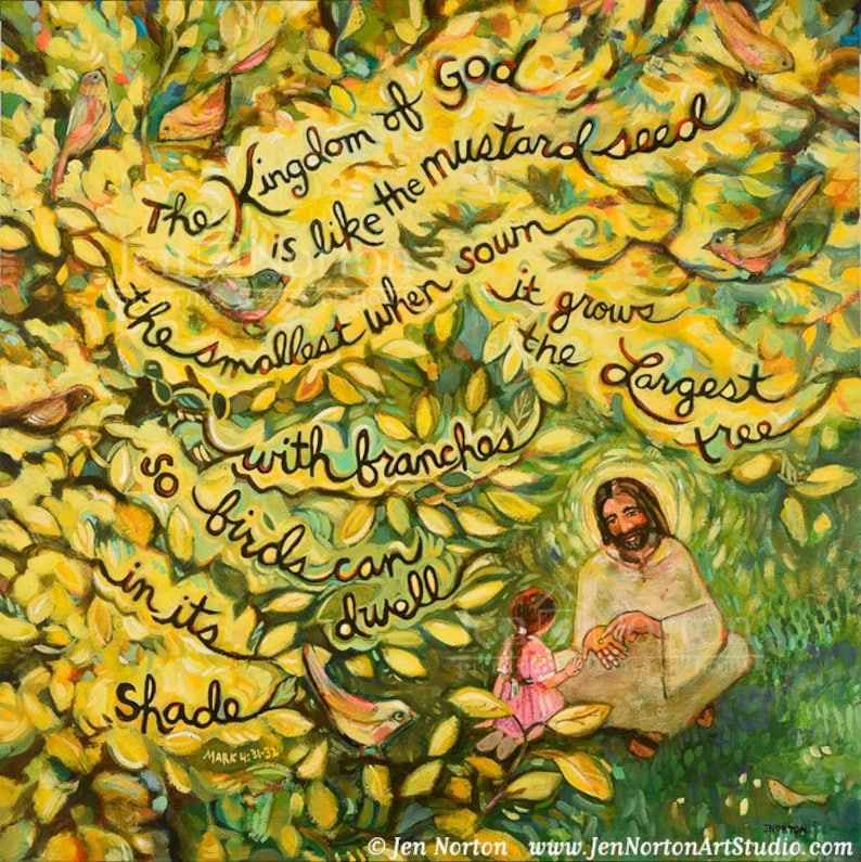 Mustard Seed painted parable Kingdom of God like Etsy