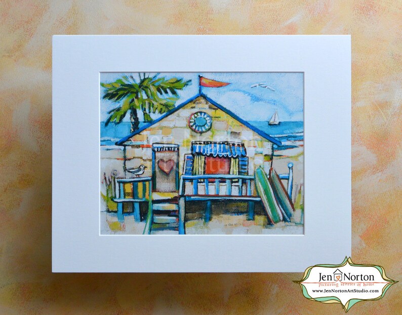 Coastal Beach House Art Print Vacation Home Bed and Bath Etsy