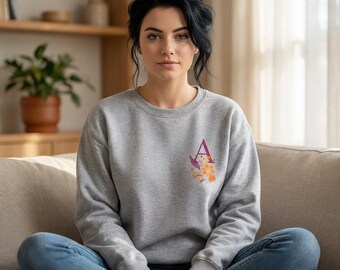 Sweater met bloemenmonogram A | Letter A met oranje bloemen