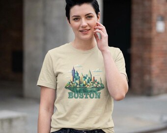 Boston skyline illustration Tee | Cityscape graphic t-shirt