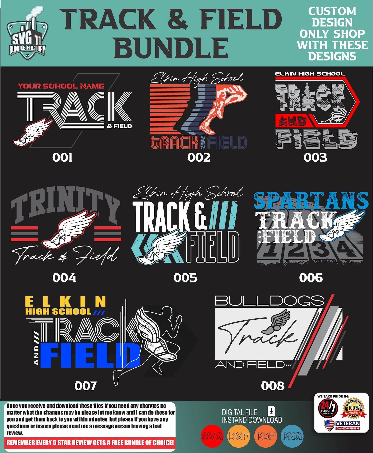 Track and Field School Designs Bundle (svg, Dxf, Pdf, Png) NEW - Etsy