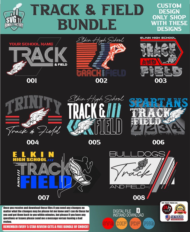 Track Design Svg Track and Field School Designs Bundle (svg, Dxf, Pdf, Png) NEW - Etsy