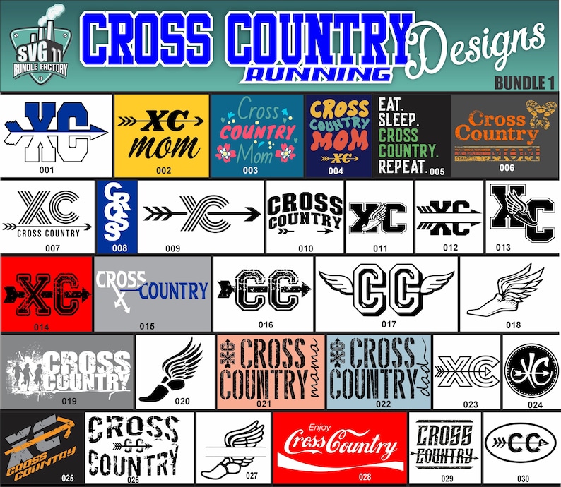 Cross Country Designs Bundle, Running Team Graphics - Etsy