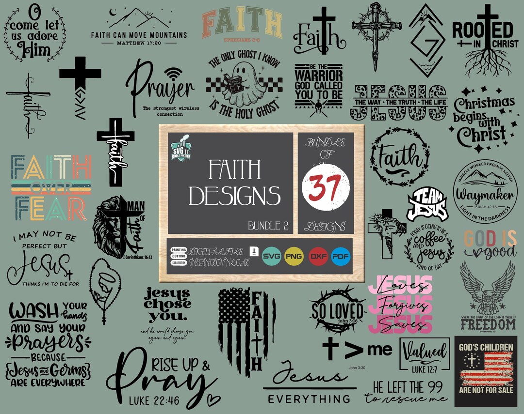 Faith & Christian Designs Bundle, Jesus, Bible, SVG (digital Download ...