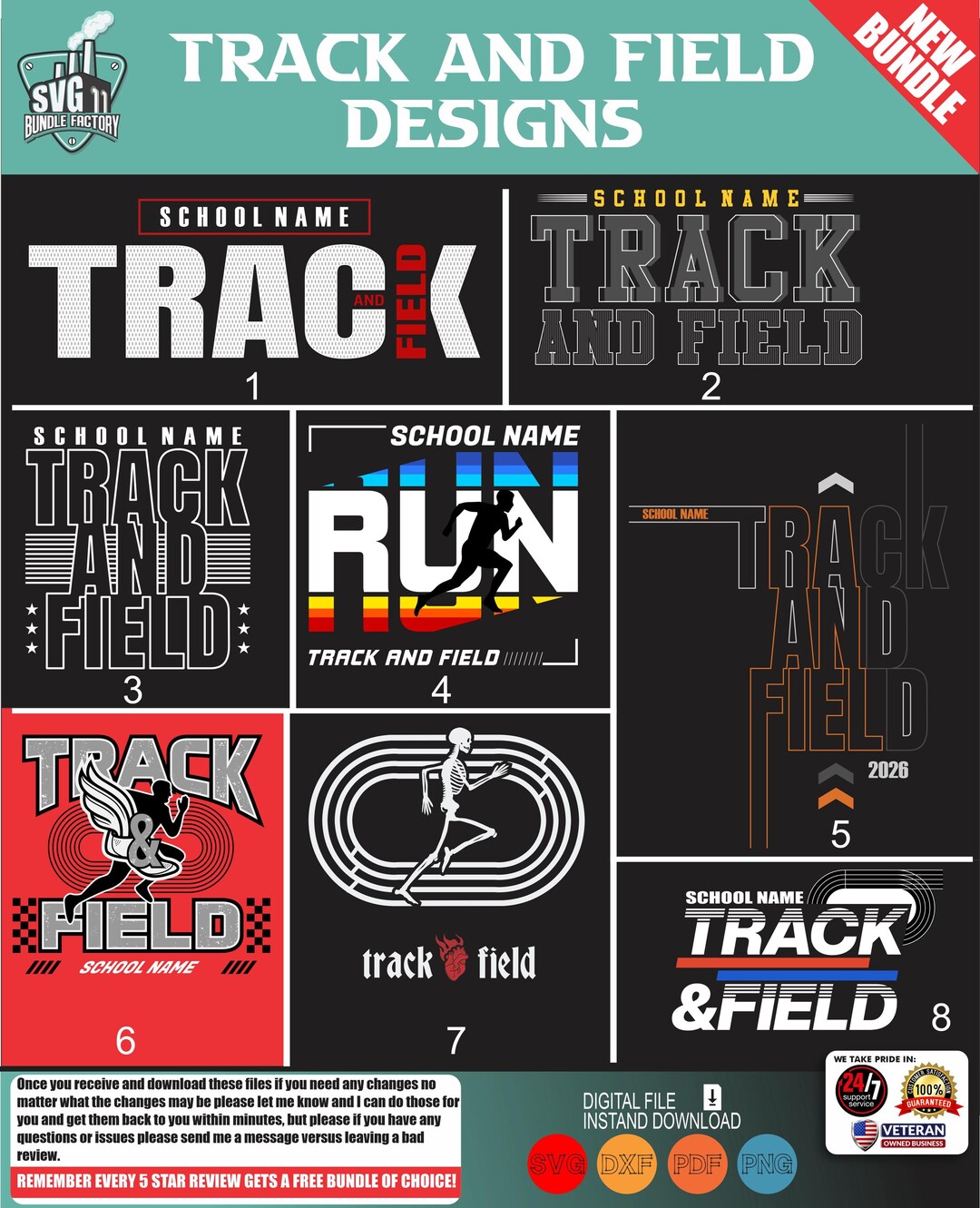 Track Design Svg Track and Field School Designs Bundle (svg, Dxf, Pdf, Png) NEW - Etsy
