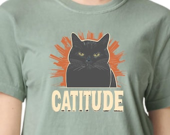 Maglietta con gatto Comfort Colors Maglietta con gatto divertente Maglietta con gatto scontroso Maglietta in stile retrò Maglietta con gatto nero Regalo unico per gli amanti dei gatti Il miglior regalo per lei