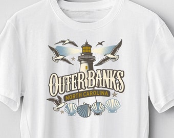 Outer Banks Shirt North Carolina Tee Best Coastal Shirt USA Tee Summer Graphic Tee Unique Beach Shirt Seashell Design Tee Beach Lovers Gift
