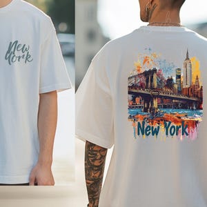 Graffiti New York City Shirt Einzigartiges NYC T-Shirt Bestes New Yorker Shirt Brooklyn Bridge Shirt Sleek Streetwear Shirt Mutige Farben T-Shirt Einzigartiges NYC Geschenk