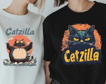 Catzilla Shirt Funny Cat Shirt Retro Style Shirt Best Gift for Her Cute Cat Lady Tee Novelty Cat Shirt Best Cat Lovers Gift Trendy Cat Tee