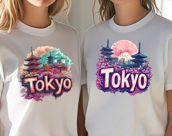 Tokyo Shirt Unique Japan Shirt Cherry Blossom Tee Best Gift for Her Japanese Culture Tee Mount Fuji Tee Nature Lovers Gift Matching Art Tee