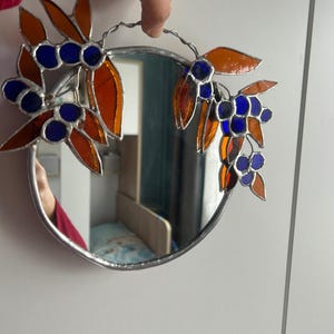 Miroir en vitrail prunier - Art du verre fait main inspiré de la nature - Décoration murale