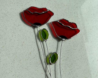 Glasmalerei-Mohnblumenstrauß: Handgemachtes Blumendekor