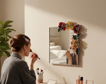 stained glass mirror/ MIRROR with flowers