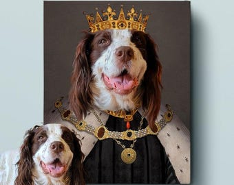 Renaissance Benutzerdefinierte Haustier Porträt, königliche Haustier Porträt Malerei, Haustier Liebhaber Geschenk, Haustier Porträt Geschenk, Renaissance Hunde Porträt vom Foto, Wandkunst