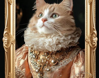 Custom Pet Portrait,Renaissance Dog Portrait from Photo, Royal Dog Portrait, Pet Lovers Gift,Regal Cat Painting, Pet Portrait Gift, Wall Art