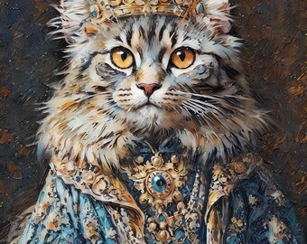 Custom Royal Cat Portrait,Custom Pet Portrait Painting Canvas,Custom Renaissance DogPortrait fromPhoto,Pet WallArtFunnyGift,PersonalizedGift