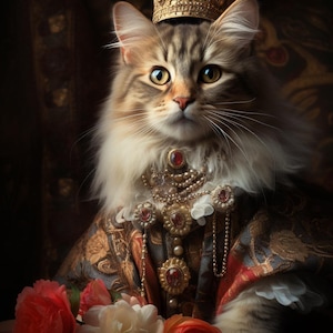 Custom Pet Portrait Painting Canvas,Custom Royal Pet Portrait, Renaissance Dog Painting,Pet Portrait Gift, Gift for Pet Owners,Gift for Cat