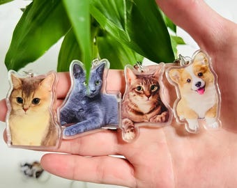 Custom Cat Keychain, Pet Portrait Keychain,Cat Loss Gift,Custom Photo Keychain Acrylic,Cat Picture Keychain, Dog Mom Gift, Pet Memorial Gift