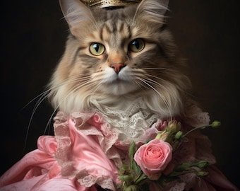 Custom Regal Pet Portrait, Custom Renaissance  Royal Pet Canvas, Custom Royal Pet Portrait from Photo,Pet Portrait Gift, Pet Wall Art