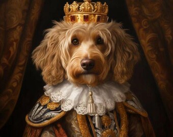 Renaissance Custom Pet Portrait, Royal Pet Portrait Painting,Pet Lovers Gift, Pet Portrait Gift, Custom Dog Portrait from Photo,Wall Art