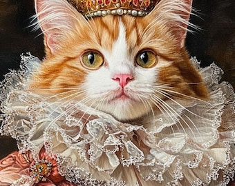 Individuelles Renaissance Tier Portrait vom Foto, Heimtier Geschenk, Renaissance Katze Portrait, Katzenportrait