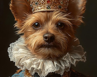 Custom Royal King Dog Portrait, Renaissance Pet Portrait,Royal Pet Portrait,CustomPetPortrait, Pet Portrait Gift, Animal Painting,Wall Decor