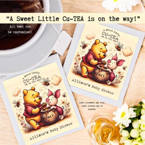 Winnie-the-Pooh Baby Shower Tea Bags,Tea Party Baby Shower Favors,Baby Shower Tea Favors Baby Shower,A Little Cu-Tea is on the Way,Pooh bear