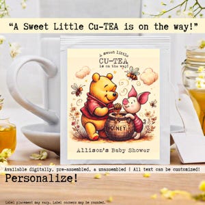 Winnie-the-Pooh Baby Shower Tea Bags,Tea Party Baby Shower Favors,Baby Shower Tea Favors Baby Shower,A Little Cu-Tea is on the Way,Pooh bear
