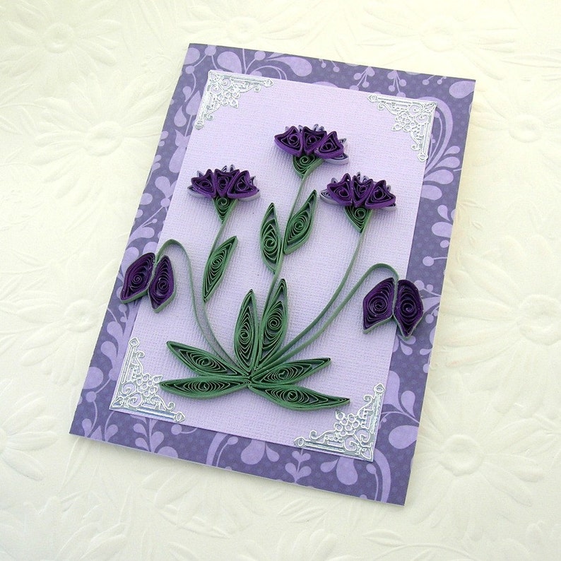 Paper Quilling Greeting Card Paper Quilled Purple and Etsy