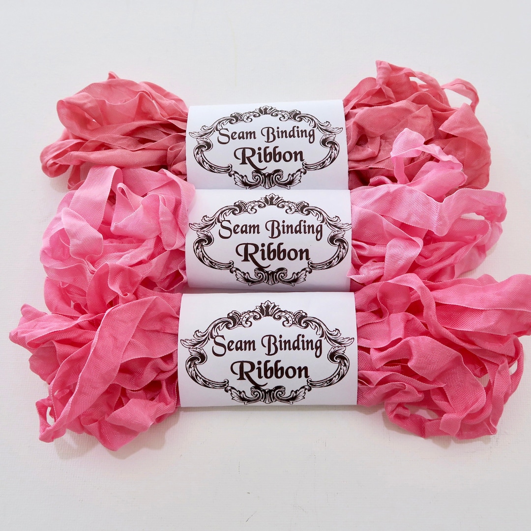 Scrunched Seam Binding Ribbon, Shades of Pinks. Crinkled Rayon Ribbon ...