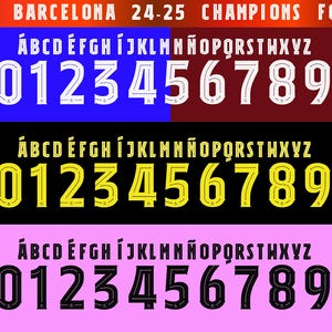 FCBARCELONA24-25CHAMPIONSFONT– Digital Download for Shirts, Names & Numbers | Football Vector Typeface - Messi and Lamine Yamal Font -