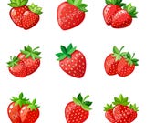 Cute Strawberry Clipart & Design Kawaii Fruit Illustration for Sublimation, Stickers, Printing, Crafts PNG SVG PDF Eps/ digital vector file