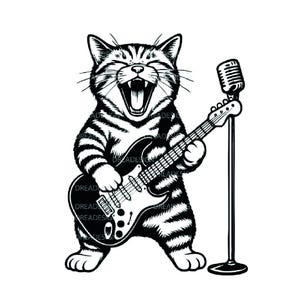 Rock  Cat SVG PNG EPS pdf file for printing,  Cat with  Clipart Vector Graphics for Wall Art, T-Shirts, Sublimation.
