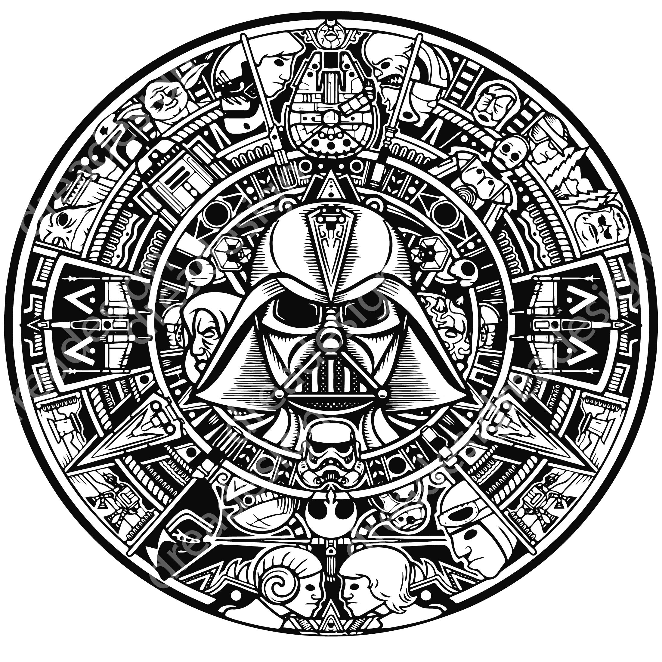 Mandala Stard Wars SVG PNG PDF Eps , Clipart Vector