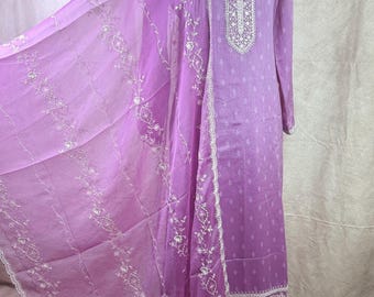 Silk Georgette Lavender Purple Embroidery Work Salwar Set with Dupatta