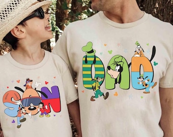Custom Name Goofy And Max Goof Comfort Colors T-Shirt, Disney Dad And Son Matching Tee, Rad Dad And Rad Like Dad, Father's Day Gifts Shirt