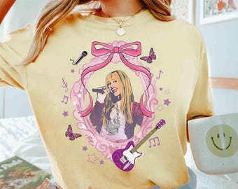 Camiseta de Hannah Montana de Disney Channel con lazo de acuarela, camiseta con el logotipo musical de Hannah Montana de Disney, atuendos para viajes de chicas, The Other Side of Me