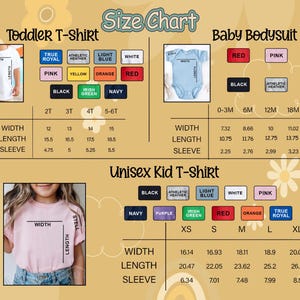 a child's size chart for a t - shirt