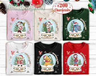Vintage Snow Globe Christmas Mickey And Friends Shirt, Disney Christmas Tree Shirt, Disney Christmas Family Shirts, Very Merry Christmas Tee