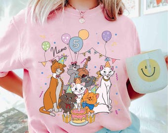 Personalized Name Age The Aristocats Birthday Shirt, Custom Disney Marie Toulouse Berlioz Birthday Present Gift, Disneyland Family Trip Tee