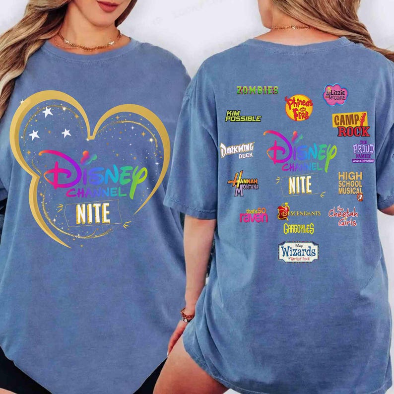2-sided Disney Channel Nite 2026 Shirt, High School Musical Hannah Montana Lizzie McGuire Tee, Disney Channel Movies, Disney Channel Fans image 4